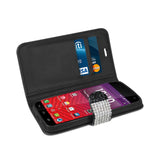 Kyocera Hydro Wave Jewelry Diamond Rhinestone Wallet Case In Black
