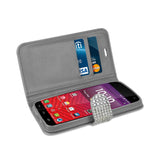 Kyocera Hydro Wave Jewelry Diamond Rhinestone Wallet Case In Silver