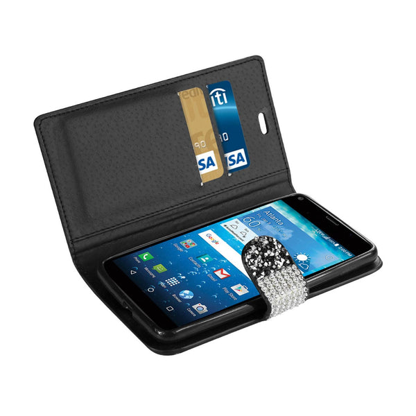 Kyocera Hydro View Jewelry Rhinestone Wallet Case