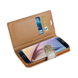 Samsung Galaxy S6 Jewelry Rhinestone Wallet Case In Gold