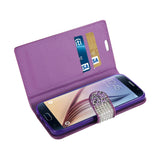 Samsung Galaxy S6 Jewelry Rhinestone Wallet Case In Purple