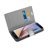 Samsung Galaxy S6 Jewelry Rhinestone Wallet Case In Silver