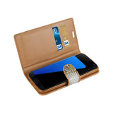 Samsung Galaxy S7 Jewelry Rhinestone Wallet Case In Gold