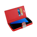 Samsung Galaxy S7 Jewelry Rhinestone Wallet Case In Red