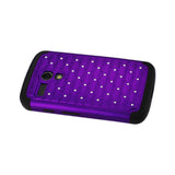 Motorola Moto G Hybrid Heavy Duty Jewelry Diamond Case In Black Purple