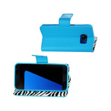 Samsung Galaxy S7 Edge Wallet Case With Inner Zebra Print In Blue