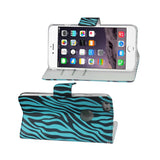 iPhone 6 Plus 3-In-1 Animal Zebra Print Wallet Case In Blue