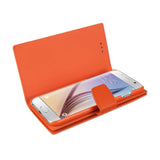 Samsung Galaxy S6 Genuine Leather Rfid Wallet Case In Tangerine