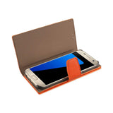 Samsung Galaxy S7 Genuine Leather Rfid Wallet Case In Tangerine