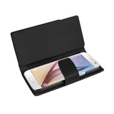 Samsung Galaxy S6 Genuine Leather Wallet Case With Open Thumb Cut In Black