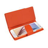 Samsung Galaxy S6 Genuine Leather Wallet Case With Open Thumb Cut In Tangerine