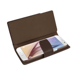 Samsung Galaxy S6 Genuine Leather Wallet Case With Open Thumb Cut In Umber