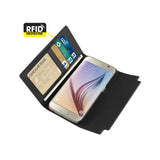 Samsung Galaxy S6 Genuine Leather Rfid Wallet Case And Metal Buckle Belt In Black