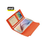 Samsung Galaxy S6 Genuine Leather Rfid Wallet Case And Metal Buckle Belt In Tangerine