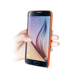 Samsung Galaxy S6 Genuine Leather Hand Strap Case In Tangerine
