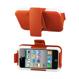 iPhone 4/ 4G Hybrid Heavy Duty Holster Combo Case In White Orange