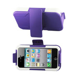 iPhone 4/ 4G Hybrid Heavy Duty Holster Combo Case In White Purple