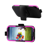 Samsung Galaxy S4 Hybrid Heavy Duty Holster Combo Case In Hot Pink Black