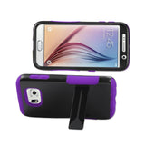Samsung Galaxy S6 Hybrid Heavy Duty Grip Case With Lower Kickstand In Purple Black