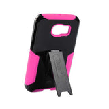 Samsung Galaxy S6 Hybrid Heavy Duty Case With Lower Kickstand In Hot Pink Black
