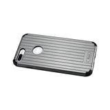 iPhone 7 Plus Rugged Metal Texture Hybrid Case With Ridged Back In Black Gray