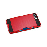 iPhone 7 Plus Slim Armor Hybrid Case With Card Holder In Red