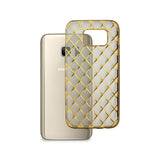 Samsung Galaxy S7 Flexible 3D Rhombus Pattern Tpu Case With Shiny Frame In Gold