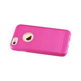 iPhone 6/ 6S Hybrid Metal Brushed Texture Case In Hot Pink