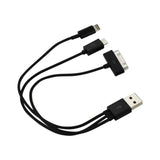  iPhone 4G/ iPhone 5/ iPhone 6 And Micro USB Trio 3-In-1 USB Data Cable 0.58Ft In Black