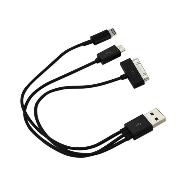 iPhone 4G/ iPhone 5/ iPhone 6 And Micro USB Trio 3-In-1 USB Data Cable 0.58Ft