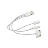  iPhone 4G/ iPhone 5/ iPhone 6 And Micro USB Trio 3-In-1 USB Data Cable 0.58Ft In White