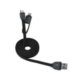  iPhone 6 And Micro USB Flat Cable 3.2Ft 2-In-1 USB Data In Black