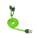  iPhone 6 And Micro USB Flat Cable 3.2Ft 2-In-1 USB Data In Green