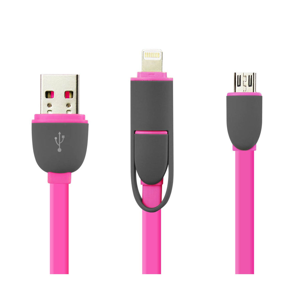 8Pin And Micro USB Flat Cable 3.2Ft 2-In-1 USB Data