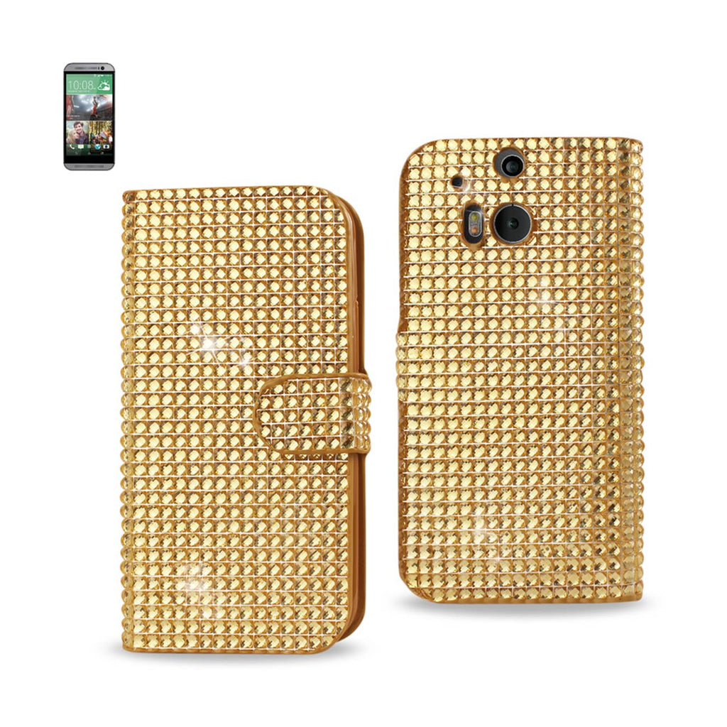 HTC One M8 Jewelry Diamond Rhinestone Wallet Case