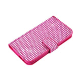  HTC One M8 Jewelry Diamond Rhinestone Wallet Case In Pink