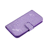  HTC One M8 Jewelry Diamond Rhinestone Wallet Case In Purple