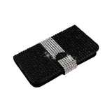  Kyocera Hydro Icon Jewelry Diamond Rhinestone Wallet Case In Black