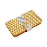  Kyocera Hydro Icon Jewelry Diamond Rhinestone Wallet Case In Gold