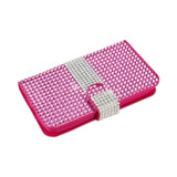  Kyocera Hydro Icon Jewelry Diamond Rhinestone Wallet Case In Pink