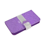  Kyocera Hydro Icon Jewelry Diamond Rhinestone Wallet Case In Purple