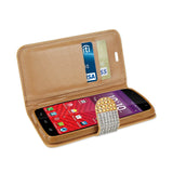  Kyocera Hydro Wave Jewelry Diamond Rhinestone Wallet Case In Gold