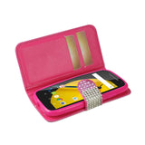  Motorola Moto E (2015) Jewelry Diamond Rhinestone Wallet Case In Pink