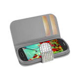  Samsung Galaxy Light Jewelry Diamond Rhinestone Wallet Case In Silver