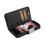  ZTE Overture 2 Jewelry Diamond Rhinestone Wallet Case In Black