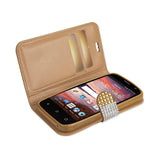  ZTE Overture 2 Jewelry Diamond Rhinestone Wallet Case In Gold