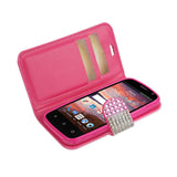  ZTE Overture 2 Jewelry Diamond Rhinestone Wallet Case In Pink