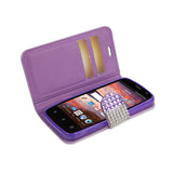  ZTE Overture 2 Jewelry Diamond Rhinestone Wallet Case In Purple