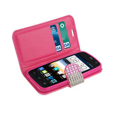  ZTE Sonata 2 Jewelry Diamond Rhinestone Wallet Case In Pink