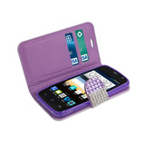  ZTE Sonata 2 Jewelry Diamond Rhinestone Wallet Case In Purple